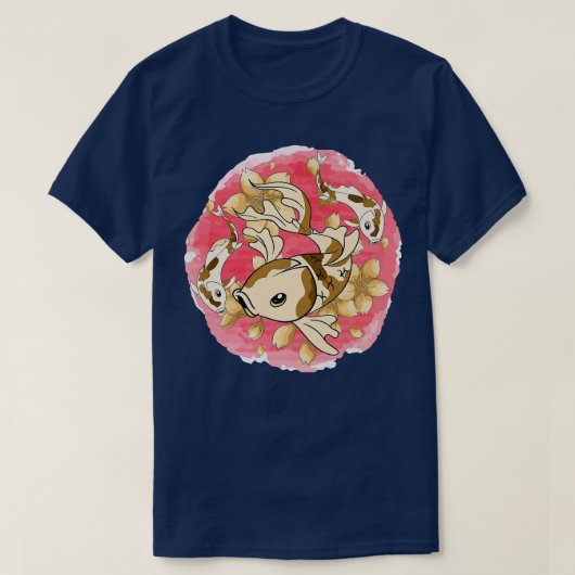 桜日本の錦鯉コイ魚さくらんぼブロッサム Tシャツ (デザイン正面)