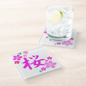 桜日本の ガラスコースター (アングル)