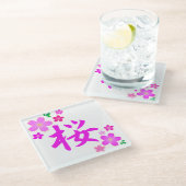 桜日本の ガラスコースター (アングル)