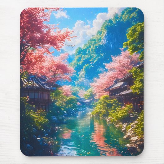 桜映る静流 マウスパッド (正面)
