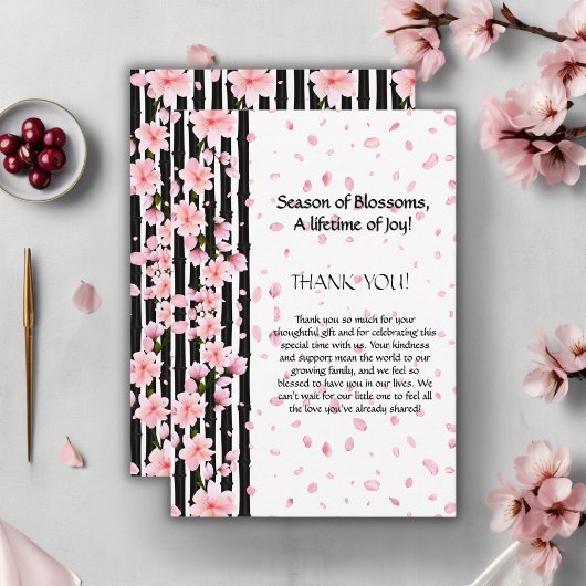 桜春さくらんぼ花ベビーシャワー サンキューカード
