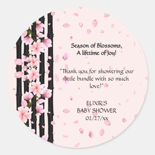 桜春さくらんぼ花ベビーシャワー ラウンドシール (正面)