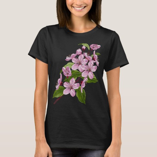 桜春の花さくらんぼブロッサムツリー日本の Tシャツ (正面)