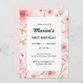 桜第1誕生日招待状 招待状 (正面/裏面)