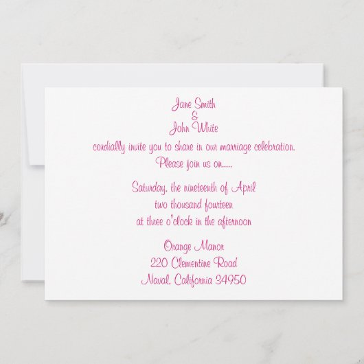 桜結婚式招待状 招待状 (裏面)