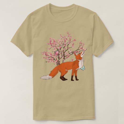桜自然フォレスト動物愛好家さくらんぼブロッサムF Tシャツ (デザイン正面)