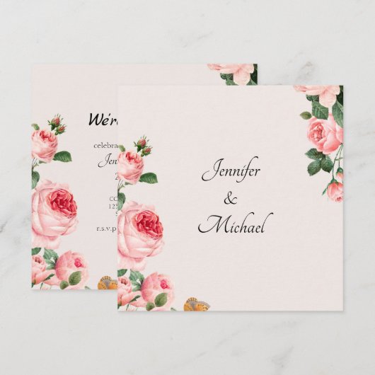 桜色のバラの婚約パーティー (正面/裏面)