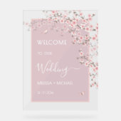 桜色の桜の花嫁入りトランスペアレント アクリルサイン (正面)