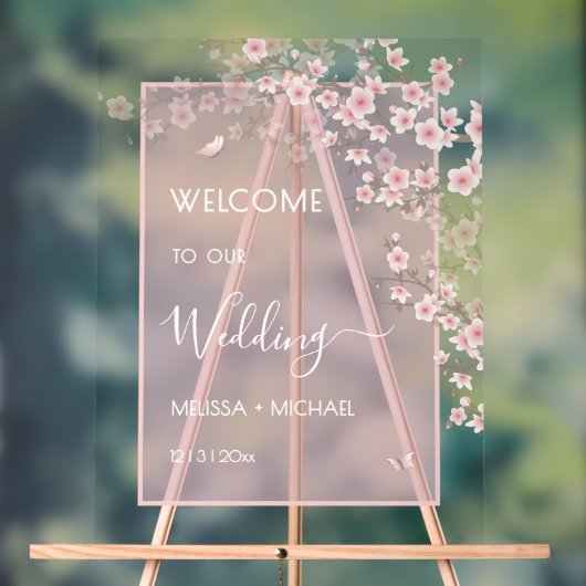 桜色の桜の花嫁入りトランスペアレント アクリルサイン (ニュートラル)