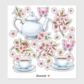 桜色の花畑とお茶 シール (シート)