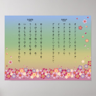 桜花ひらがなカタ日本のカナ ポスター