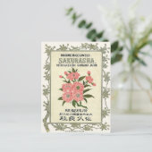 桜花ヴィンテージ日本のシルクラベル ポストカード (スタンド正面)