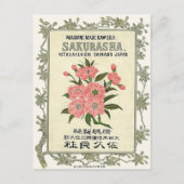 桜花ヴィンテージ日本のシルクラベル ポストカード (正面)