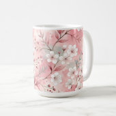 桜花柄ピンク コーヒーマグカップ (正面右)
