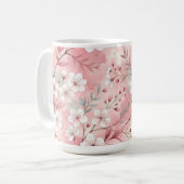 桜花柄ピンク コーヒーマグカップ (正面左)