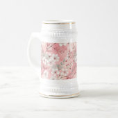 桜花柄ピンク ビールジョッキ (正面左)