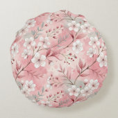 桜花柄ピンク ラウンドクッション (裏面)