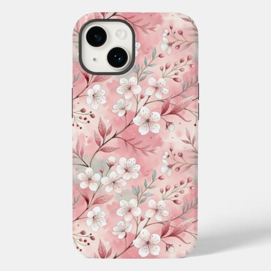 桜花柄ピンク Case-Mate iPhoneケース (裏面)