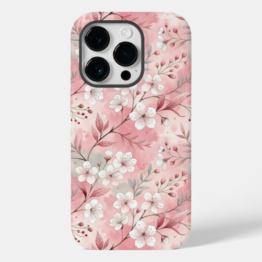 桜花柄ピンク Case-Mate iPhoneケース (裏面)