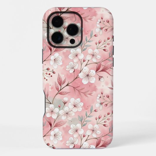 桜花柄ピンク iPhoneケース (裏面)