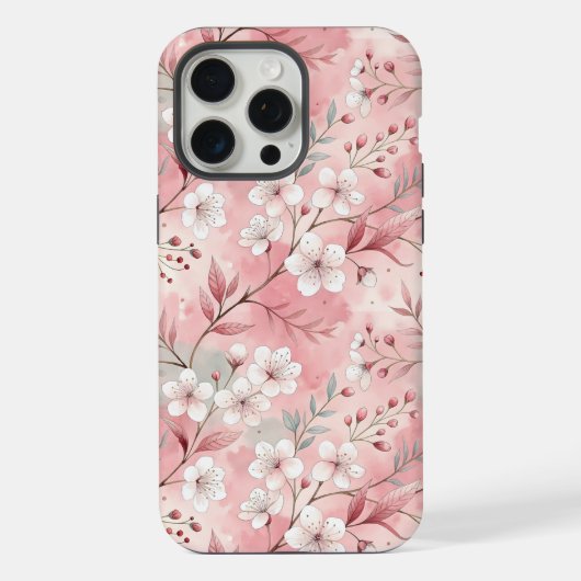桜花柄ピンク iPhoneケース (裏面)