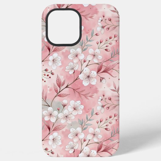 桜花柄ピンク iPhoneケース (裏面)