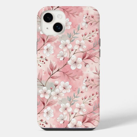 桜花柄ピンク iPhoneケース (裏面)