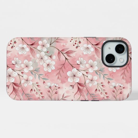 桜花柄ピンク iPhoneケース (裏面横)