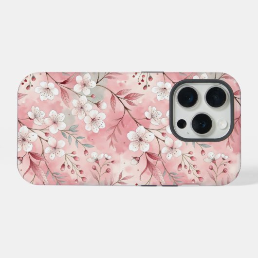 桜花柄ピンク iPhoneケース (裏面横)