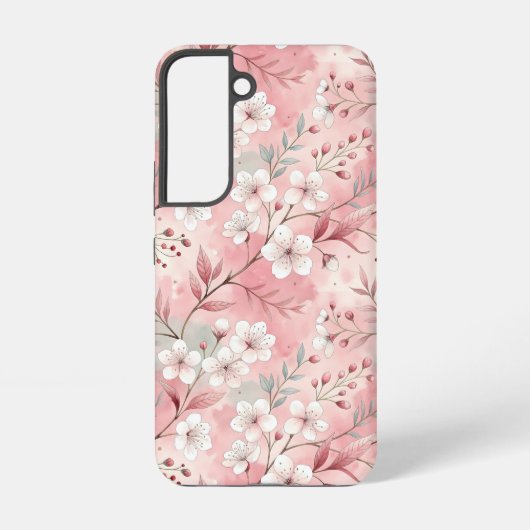 桜花柄ピンク SAMSUNG GALAXYケース (裏面)
