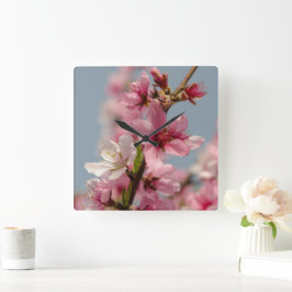 桜花桃色日本の花 スクエア壁時計