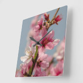 桜花桃色日本の花 スクエア壁時計 (傾斜)