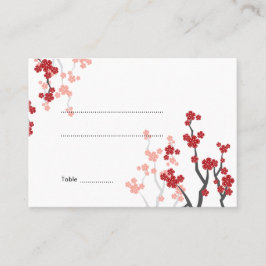 桜花赤さくらんぼ花咲きアジア結婚の プレイスカード