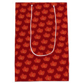 桜花開花旧正月の赤金ゴールド ミディアムペーパーバッグ (裏面)