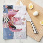 桜芸者の鳥が咲くさくらんぼ キッチンタオル (四つ折り)