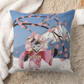 桜芸者の鳥が咲くさくらんぼ クッション (ブランケット)