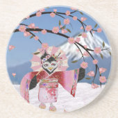 桜芸者の鳥が咲くさくらんぼ コースター (正面)