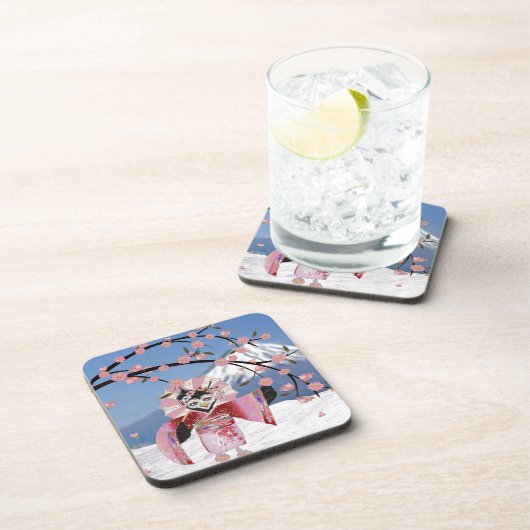 桜芸者の鳥が咲くさくらんぼ コースター (右側)
