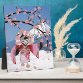 桜芸者の鳥が咲くさくらんぼ フォトプラーク (側面)