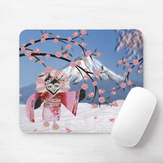 桜芸者の鳥が咲くさくらんぼ マウスパッド (マウス)