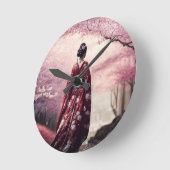 桜芸者 ラウンド壁時計 (傾斜)