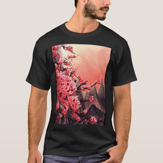桜芸術的さくらんぼブロッサム Tシャツ (正面)