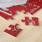 桜赤と白さくらんぼ咲きアカスタムジア ジグソーパズル (側面)