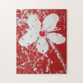 桜赤と白さくらんぼ咲きアカスタムジア ジグソーパズル (縦)