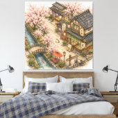 桜通り水彩画 キャンバスプリント (インサイチュ (寝室))