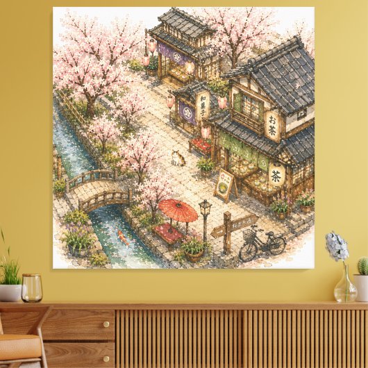 桜通り水彩画 キャンバスプリント (インサイチュ (リビング))