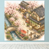 桜通り水彩画 キャンバスプリント (インサイチュ (ウッドフロア))