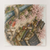 桜通り水彩画 ジグソーパズル (横)