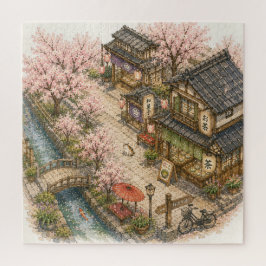 桜通り水彩画 ジグソーパズル
