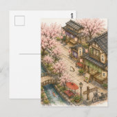 桜通り水彩画 ポストカード (正面/裏面)